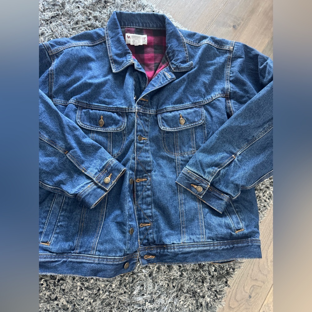 Wrangler Rugged Wear Denim Jacket 3X Buffalo Plaid Lined - Picture 3 of 6
